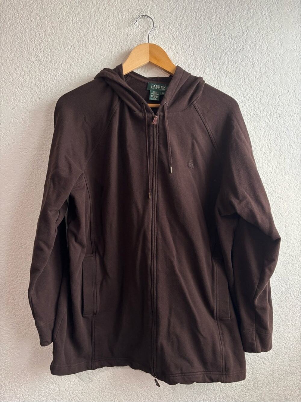 Ralph Lauren Brown Full-Zip Hooded Sweatshirt Womens 2X